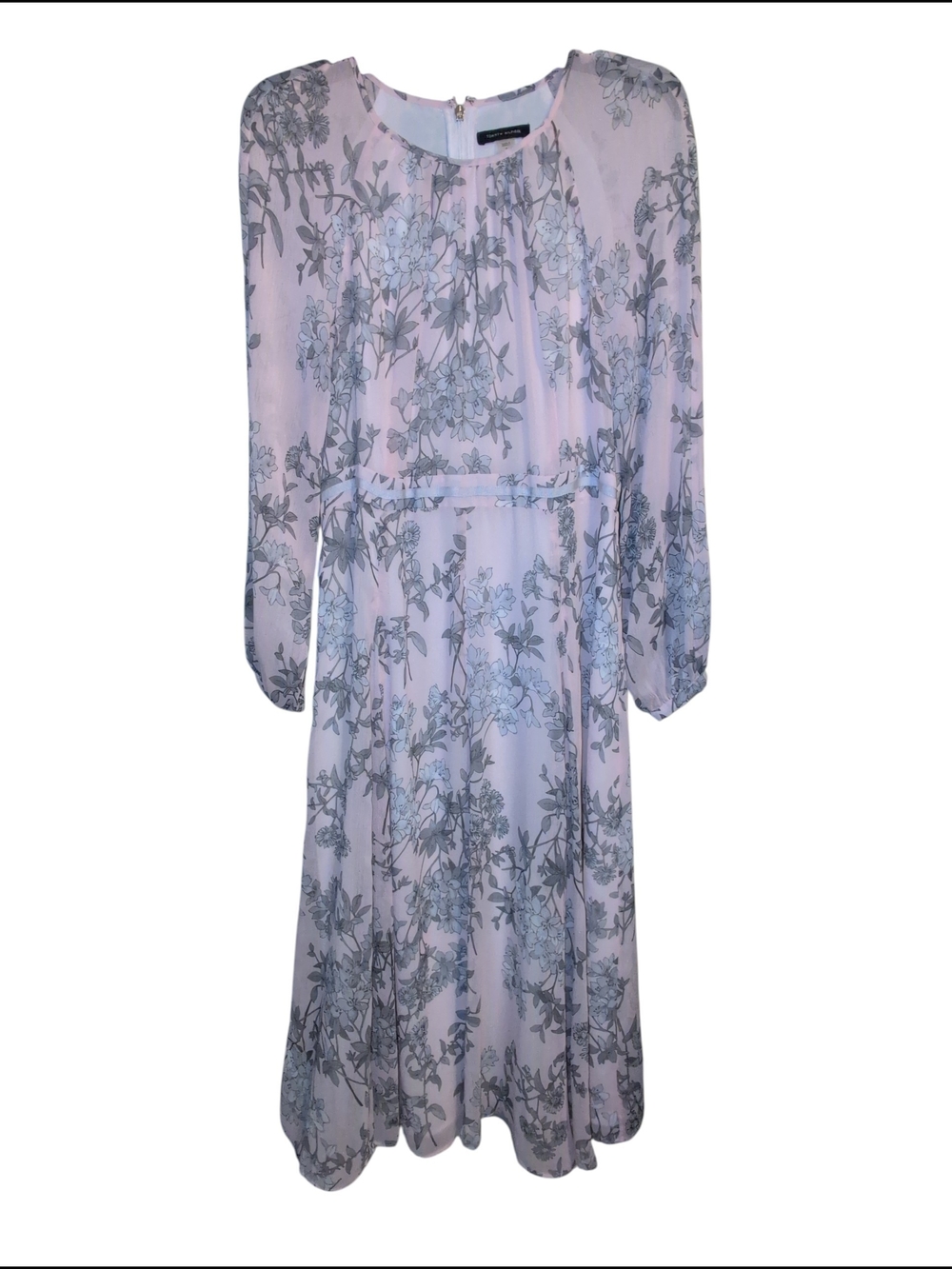Nwt Tommy Hilfiger Dress Pink Gray 5pm Sheer Wedding Career Floral Travel 8